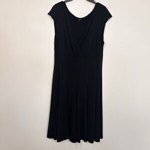 Forever Wrap Dress Womens Plus Size 2X Black V Neck Midi Short Sleeve